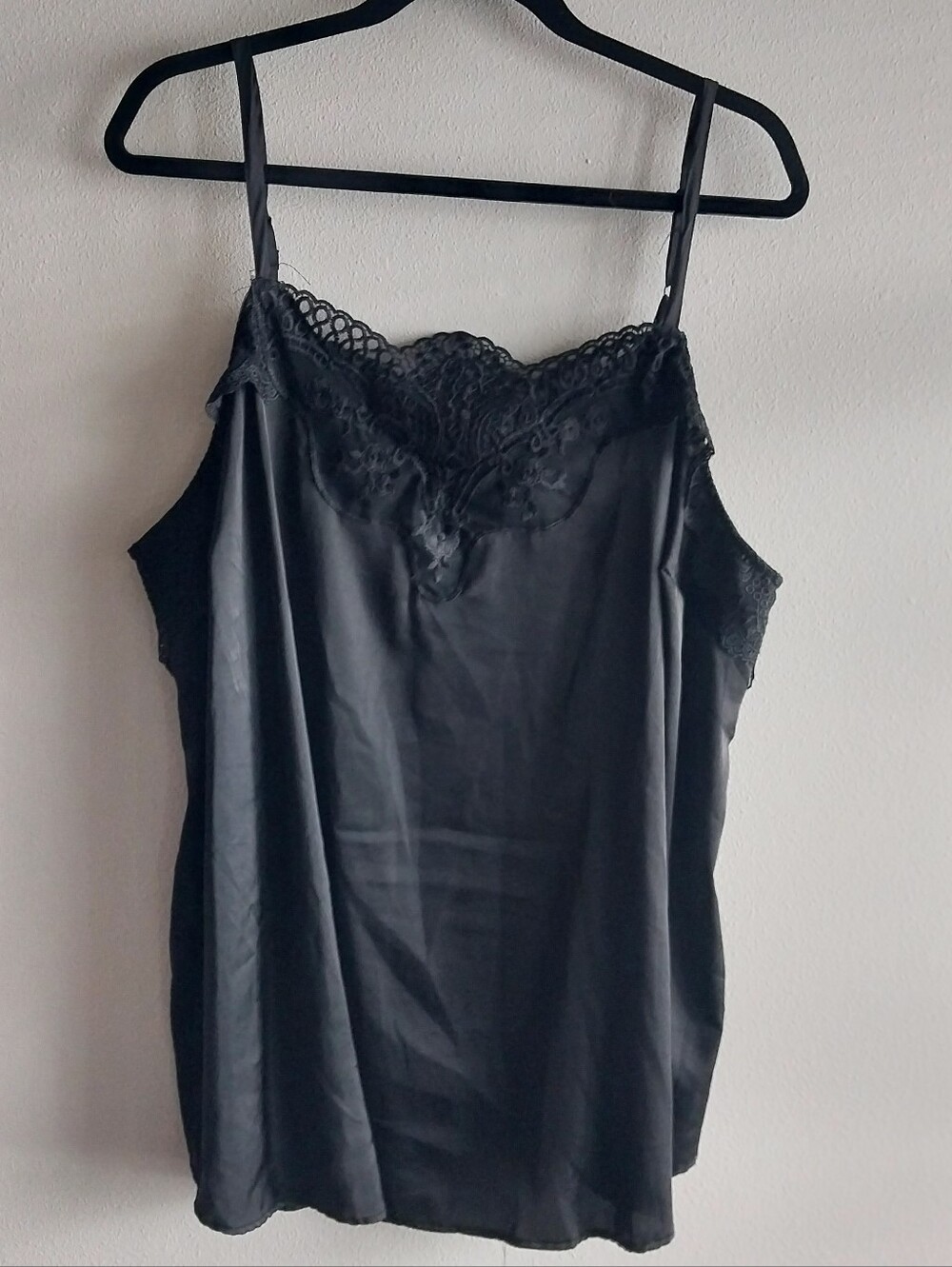 Torrid Sophie Black Satin & Lace Camisole Tank with Adjustable Straps